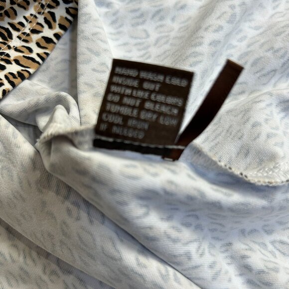 J. McLaughlin Womens Leopard Print 3/4 Sleeve Top Medium Brown Stretch Casual - Picture 5 of 8